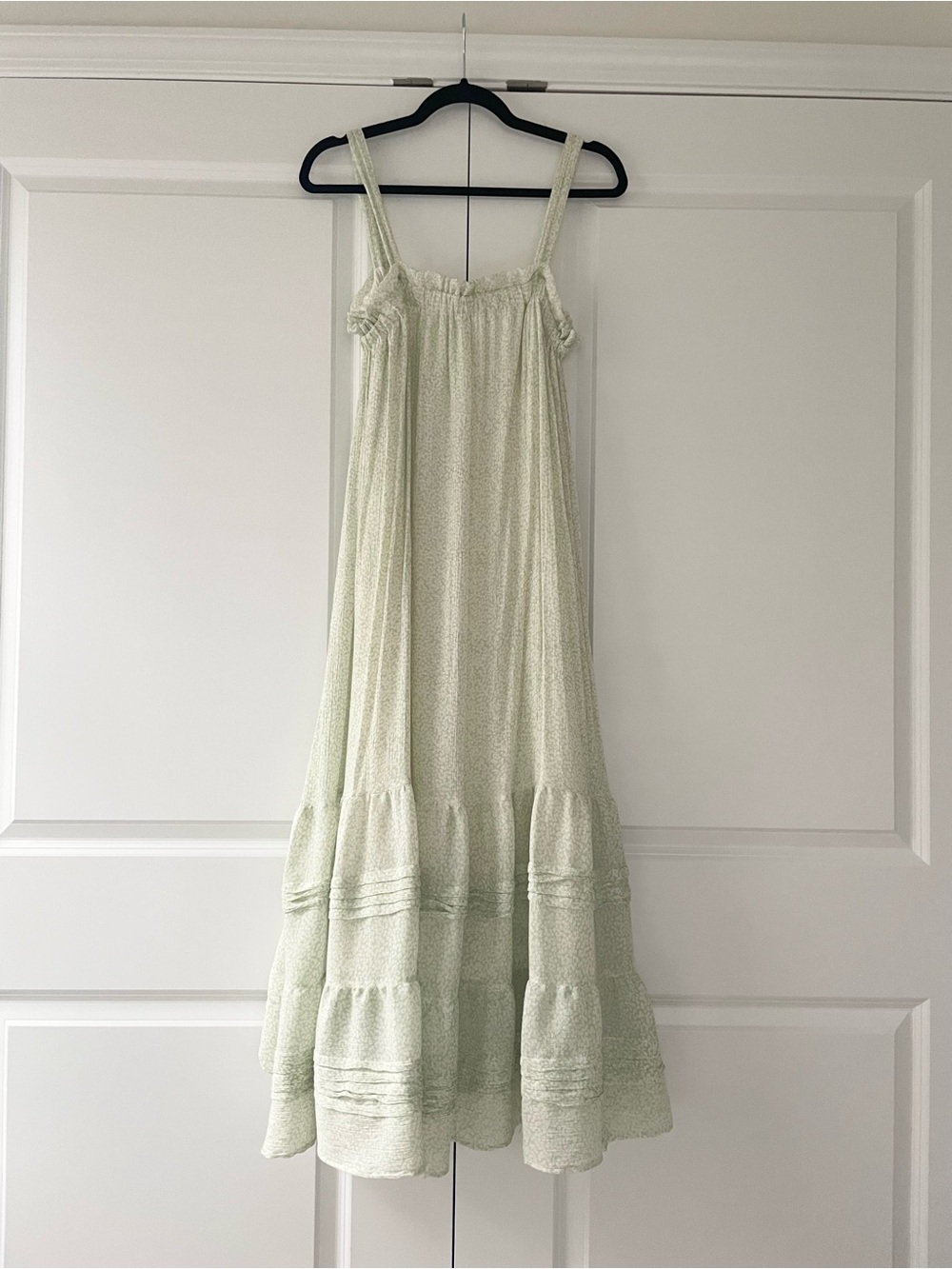 Blu Pepper Pale Green Tiered Maxi Dress
